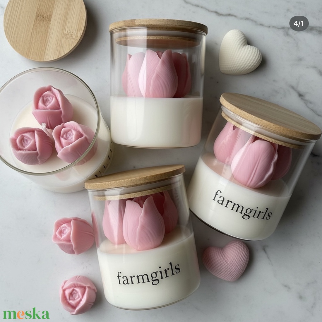 TULIPE � tulipános kókuszviasz gyertya, személyre szabható szülőköszöntő és esküvői ajándék - esküvő - emlék & ajándék - köszönőajándék - Meska.hu
