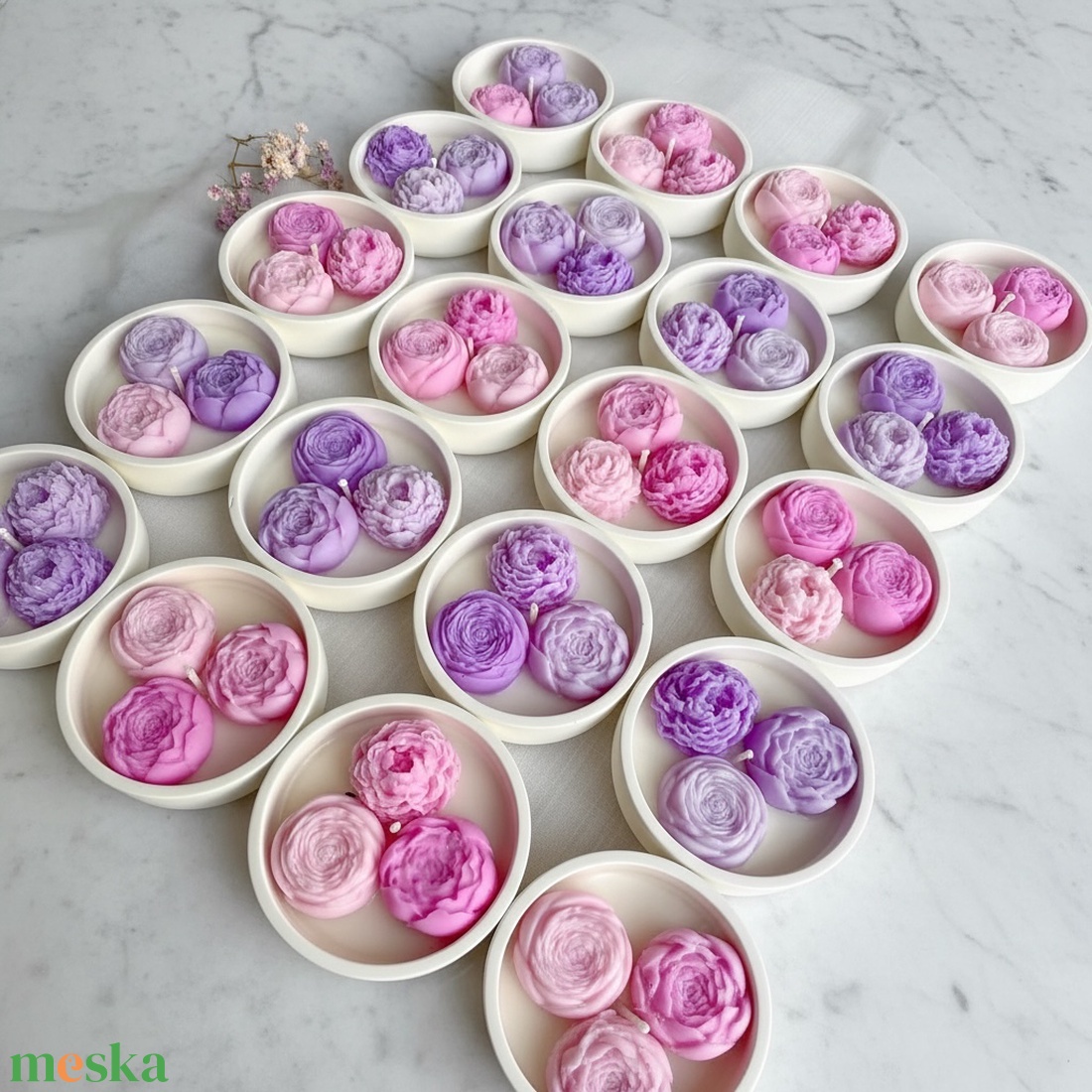 CR�ME BRÛLÉE FLEURS � virágos kókuszviasz gyertya, esküvői köszönőajándék - esküvő - dekoráció - esküvői gyertya - Meska.hu