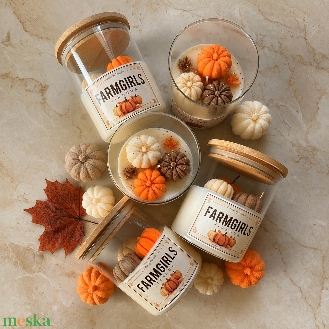 PUMPKIN SPICE � őszi szójagyertya, tökös, fűszeres sütiillattal ajándék és őszi dekoráció - otthon & életmód - gyertya, illat, aroma - gyertya - Meska.hu