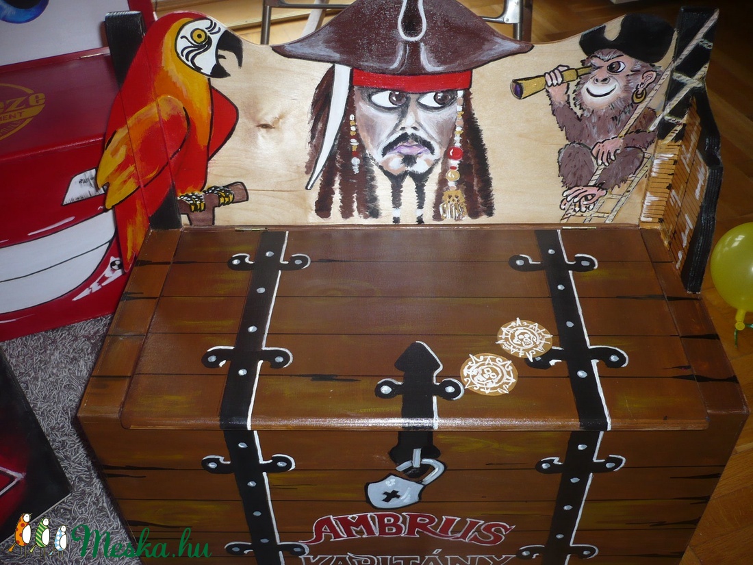  2in1 Kézzel festett játéktároló/pad -  - Meska.hu