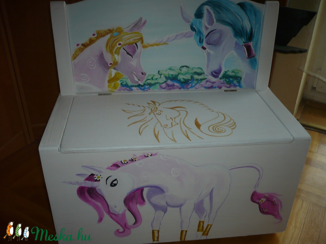  2in1 Kézzel festett játéktároló/pad -  - Meska.hu