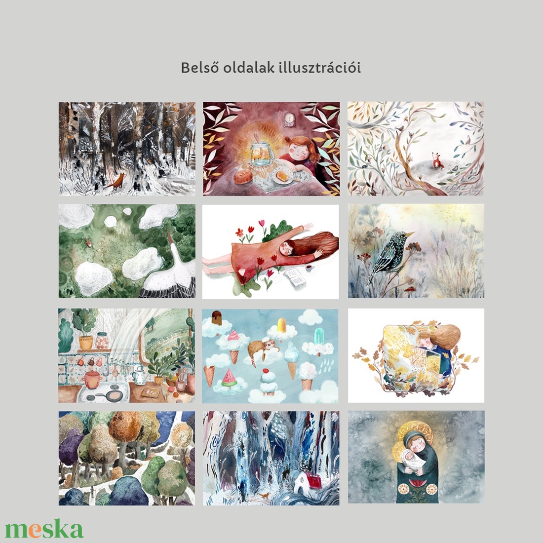 2026-os falinaptár akvarell ilusztrációkkal - művészet - festmény - akvarell - Meska.hu