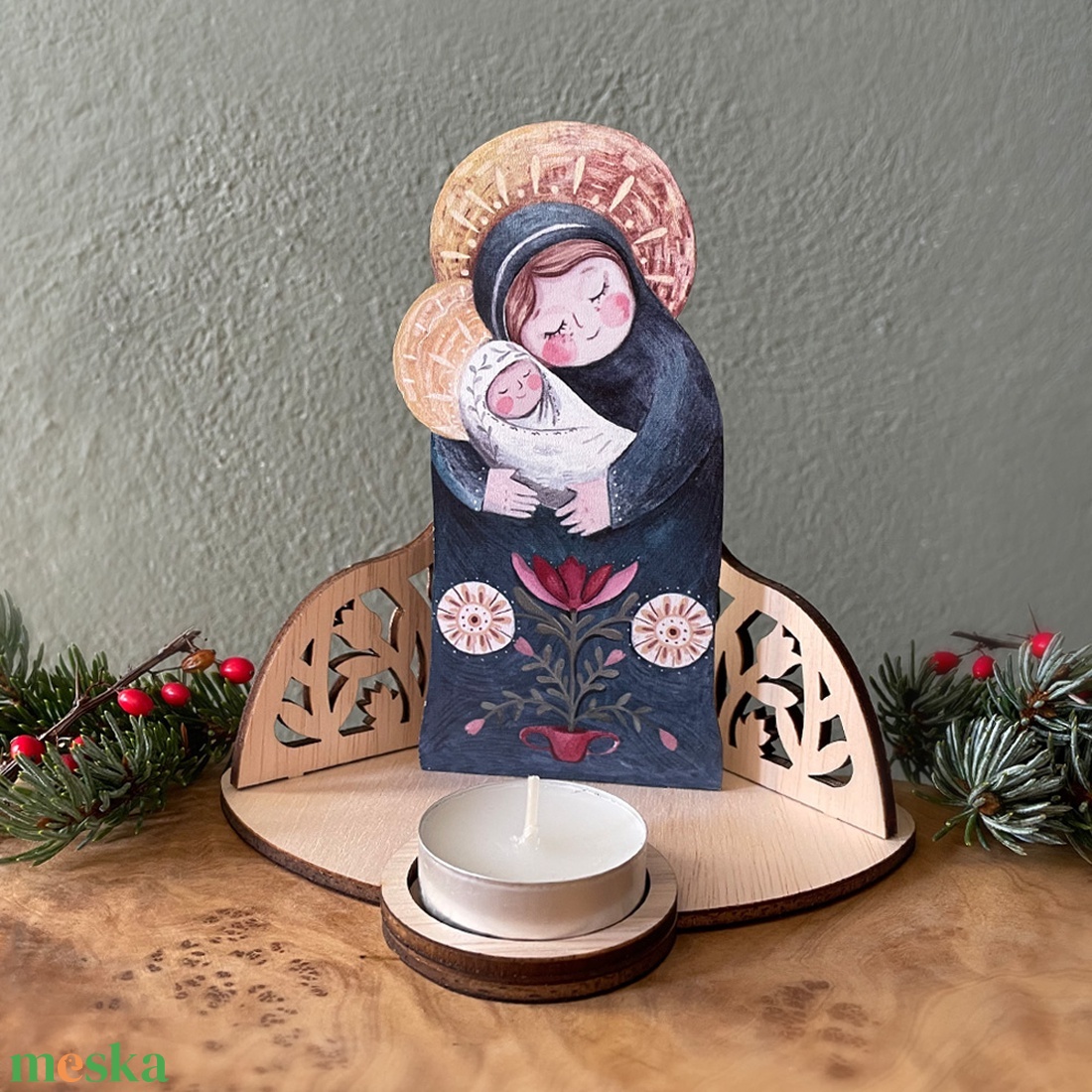 Karácsonyi mécsestartó - otthon & életmód - dekoráció - asztal és polc dekoráció - asztaldísz - Meska.hu
