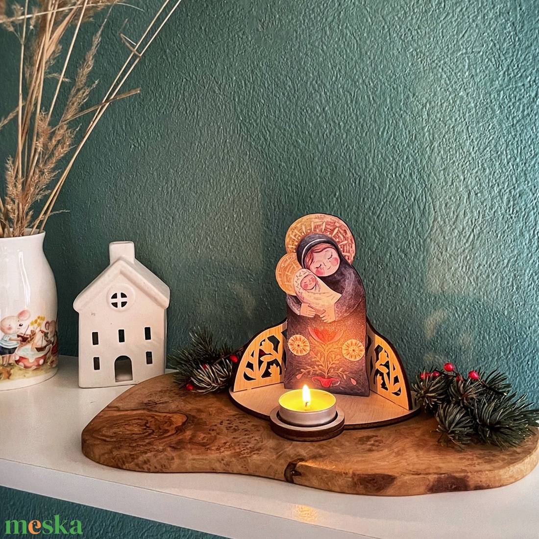 Karácsonyi mécsestartó - otthon & életmód - dekoráció - asztal és polc dekoráció - asztaldísz - Meska.hu