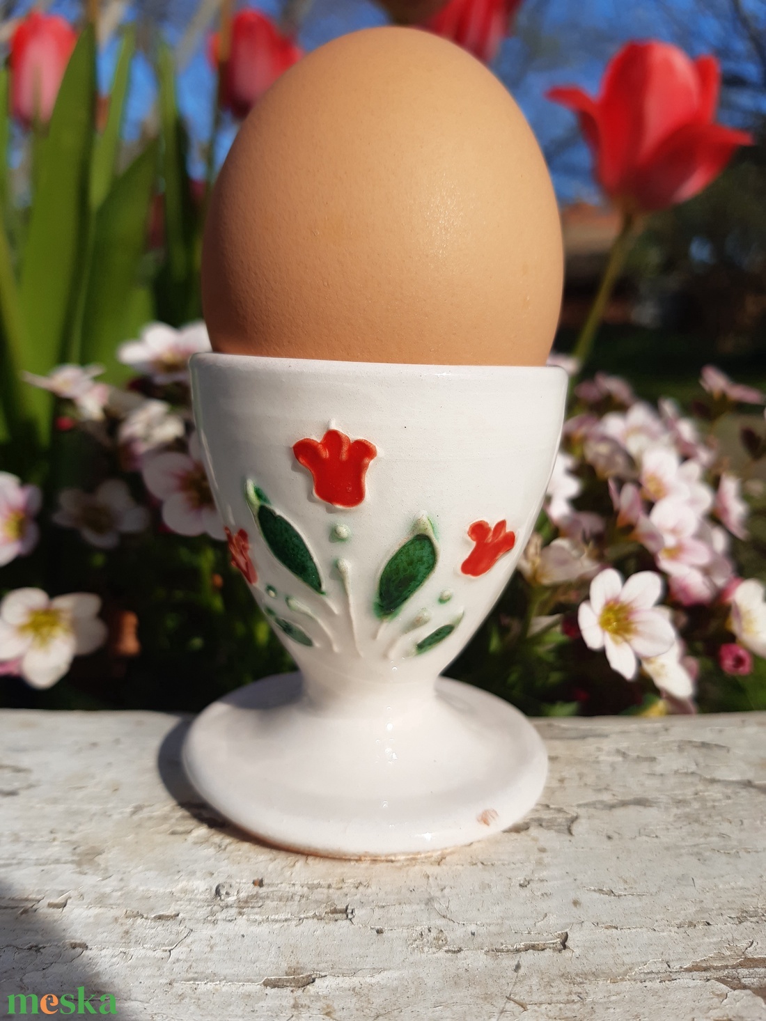 Tulipános tojástartó  - otthon & életmód - konyhafelszerelés, tálalás - tálalás - zsúrkocsi, tálalóasztal - Meska.hu