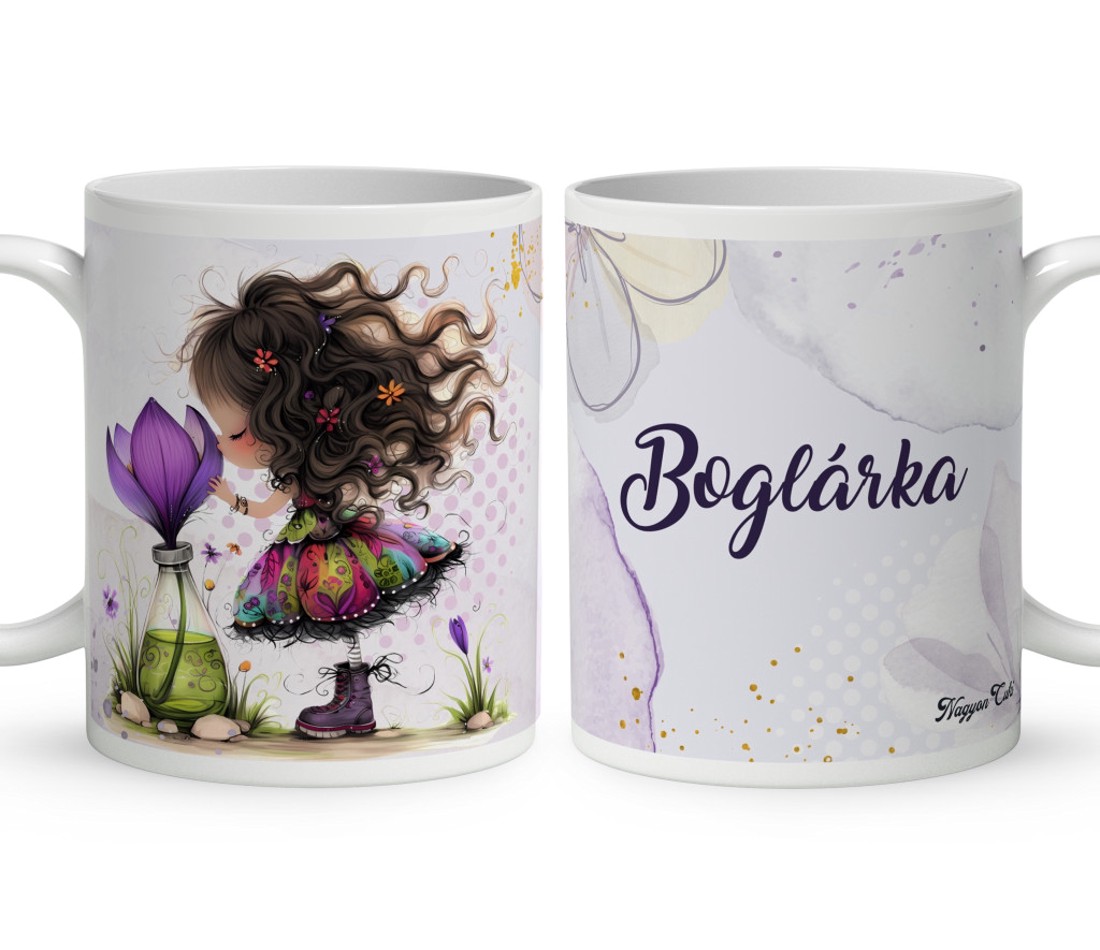 Névvel kérhető - Kedves krókusz virágos tündér mintás bögre - otthon & életmód - konyhafelszerelés, tálalás - tálalás - bögre & csésze - Meska.hu