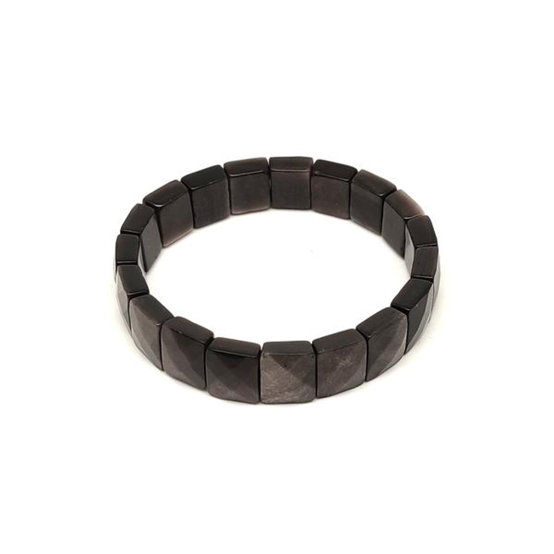 Obszidián ezüst fazettált téglalap karkötő 12x10mm - ékszer - karkötő - ásványkarkötő - Meska.hu
