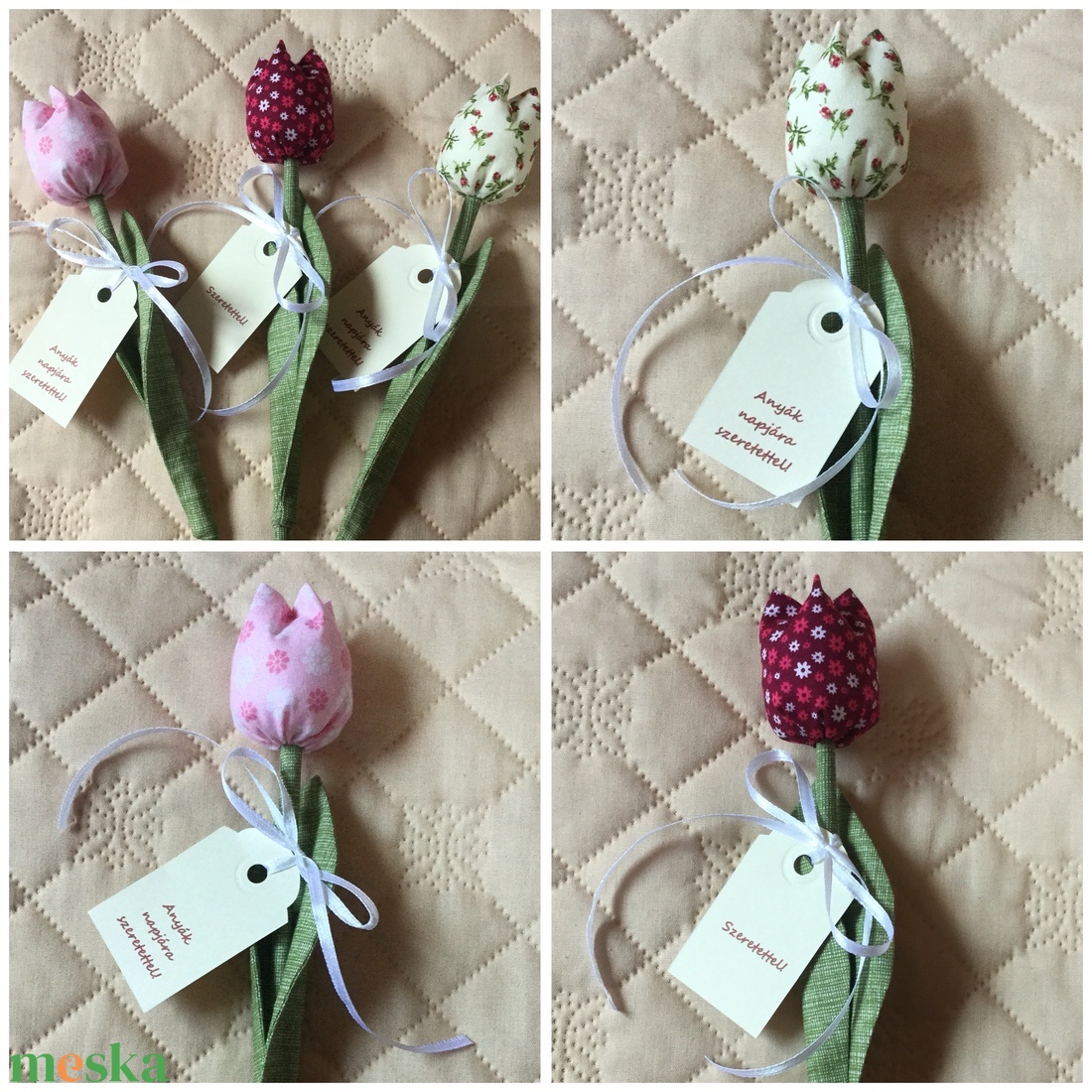 Textil tulipán / szett: 12 db/ ingyen ajándékkísérővel - otthon & életmód - dekoráció - virágdísz és tartó - csokor & virágdísz - Meska.hu