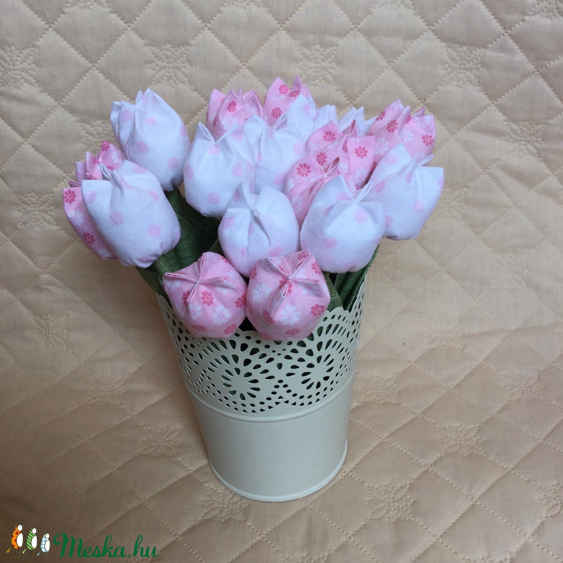 Textil tulipán / szett: 20 db/ ingyen ajándékkísérővel - otthon & lakás - dekoráció - Meska.hu