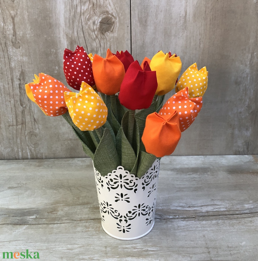 Textil tulipán /szett: 12 db/ ingyen ajándékkísérővel - otthon & lakás - dekoráció - Meska.hu