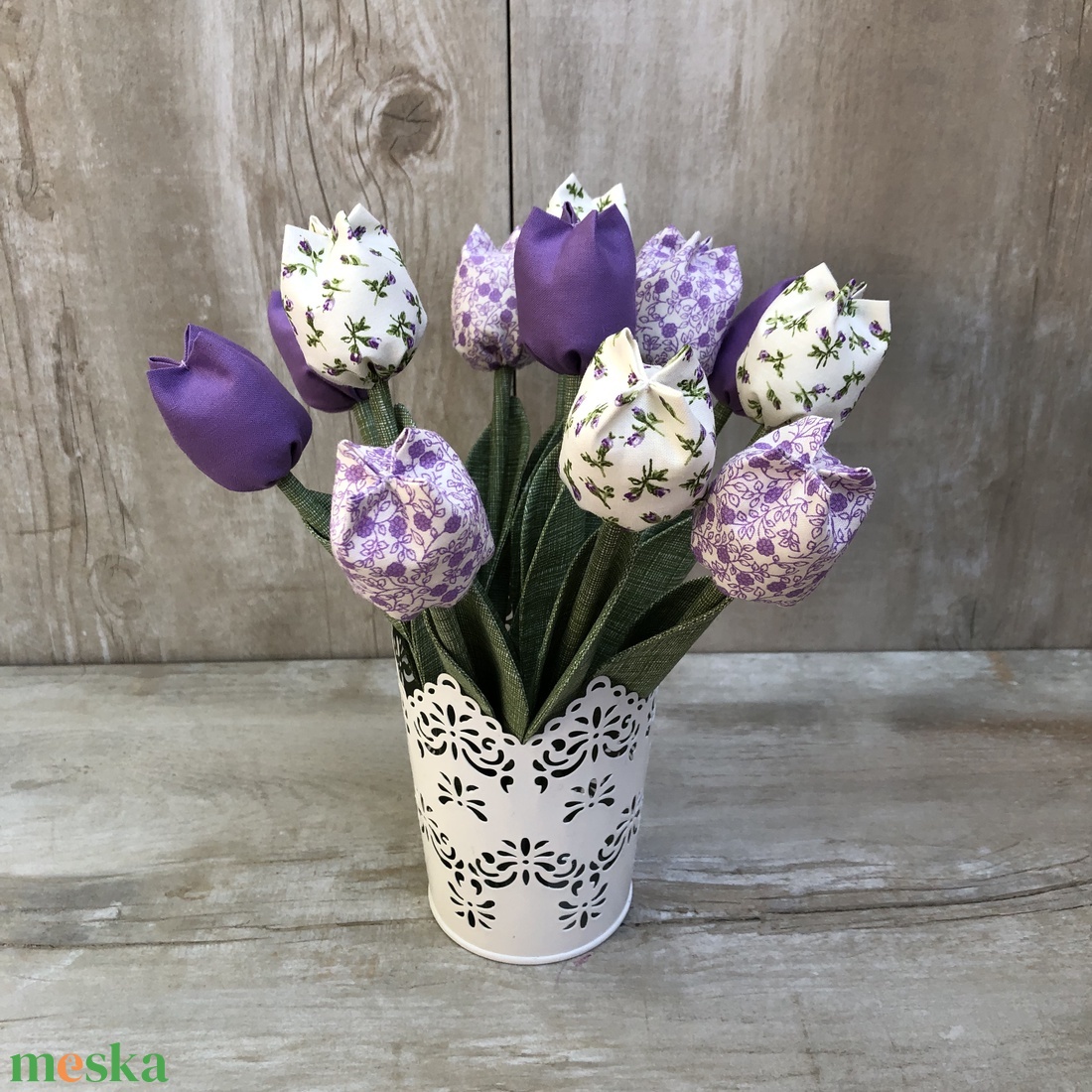 Textil tulipán / szett: 12 db/ ingyen ajándékcímkével - otthon & lakás - dekoráció - Meska.hu