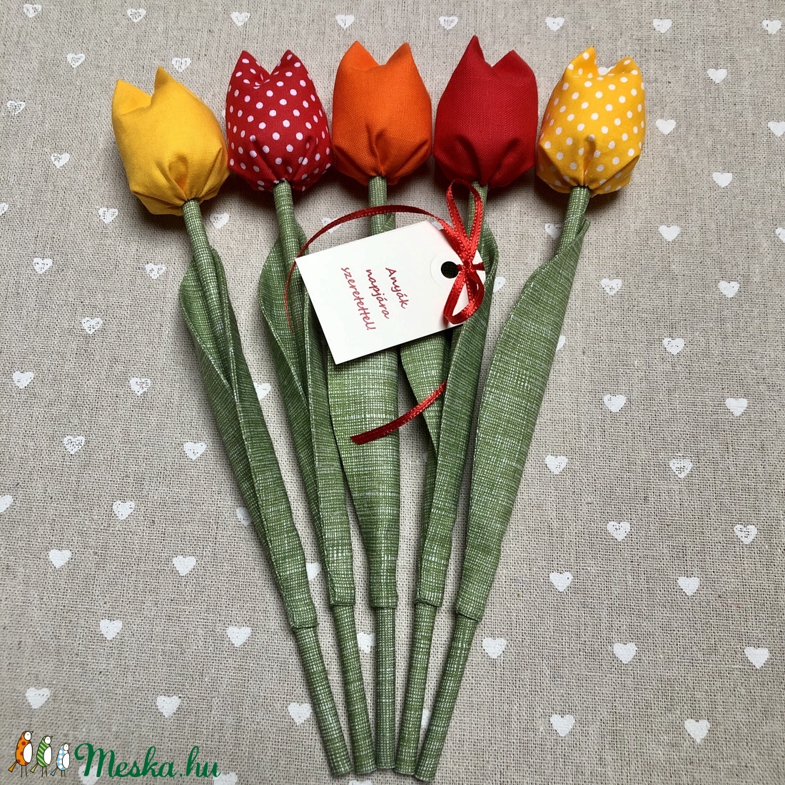 Anyák napi tulipán csokor /szett: 5 szál/ ingyen ajándékkártyával -  - Meska.hu