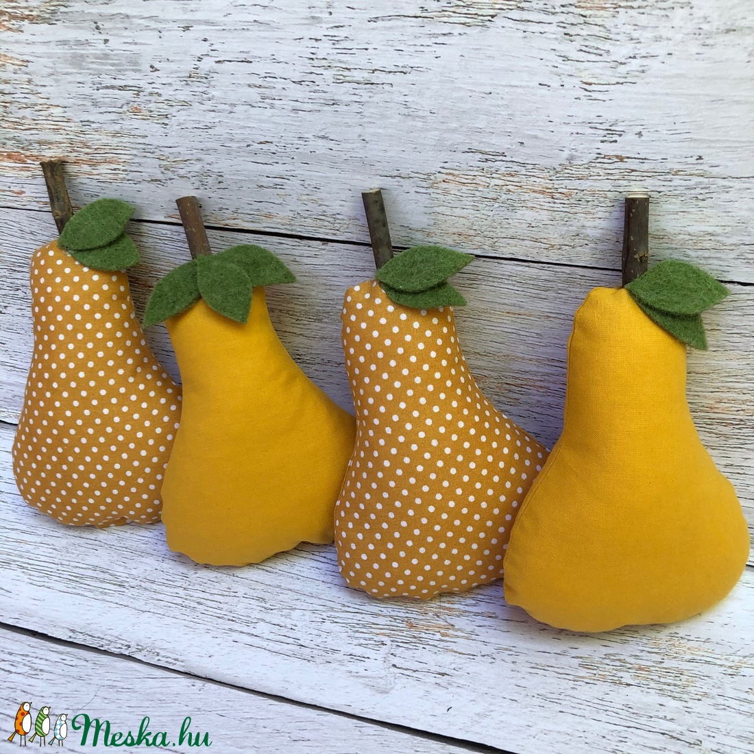 Textil körte dekoráció /szett: 4 db/ - otthon & életmód - dekoráció - Meska.hu