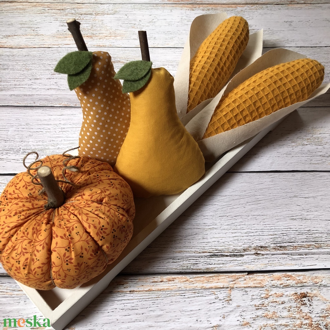 Őszi dekoráció szett (2 db körte, 2 db kukorica és 1 db tök) - otthon & életmód - dekoráció - Meska.hu