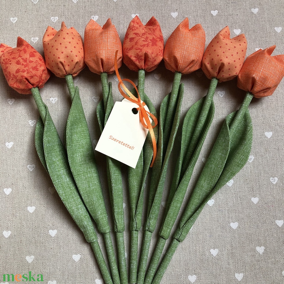 Tulipán /szett: 7 db/ ajándékkártyával - otthon & lakás - dekoráció - virágdísz és tartó - csokor & virágdísz - Meska.hu