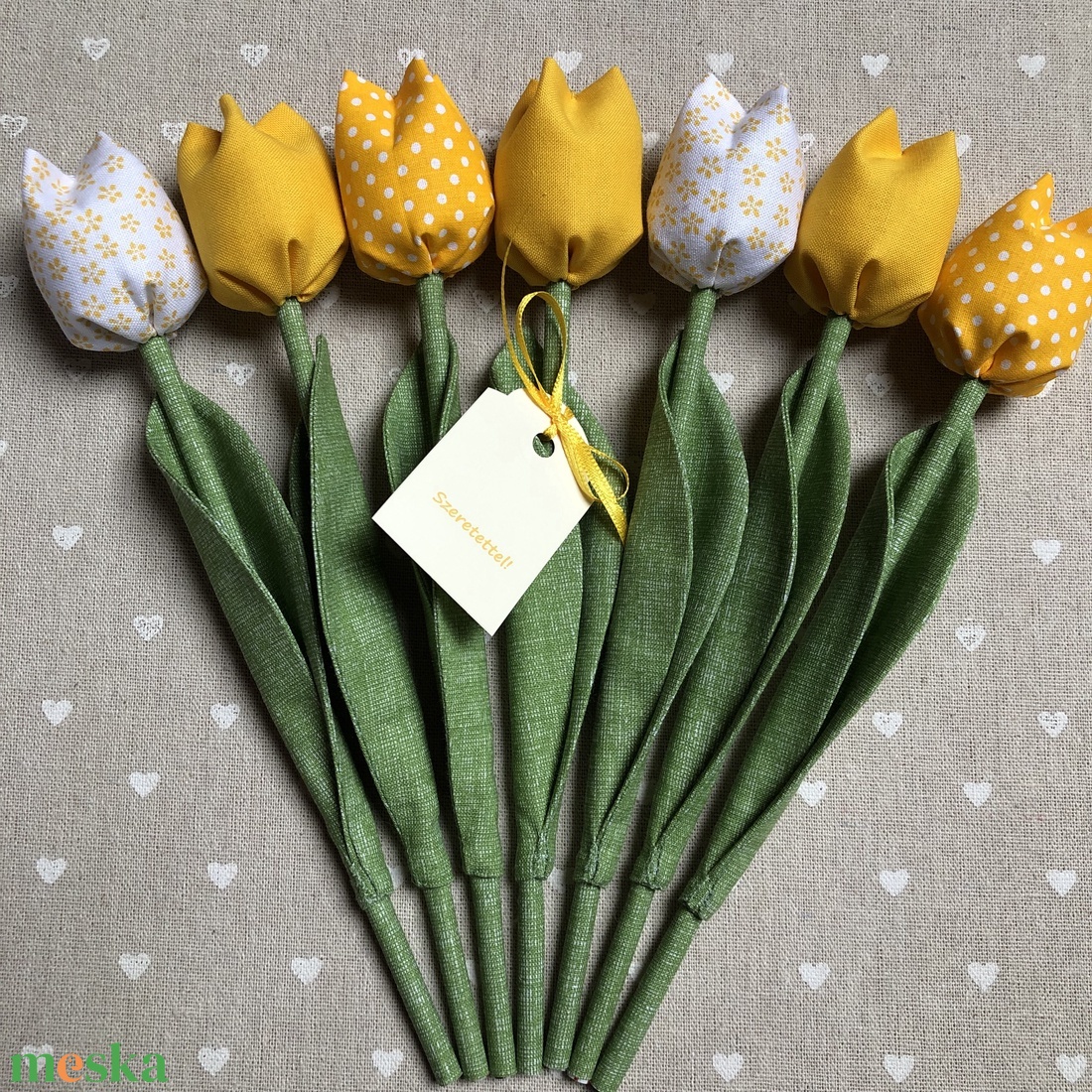 Tulipán /szett: 7 db/ ajándékkártyával - otthon & életmód - dekoráció - virágdísz és tartó - csokor & virágdísz - Meska.hu