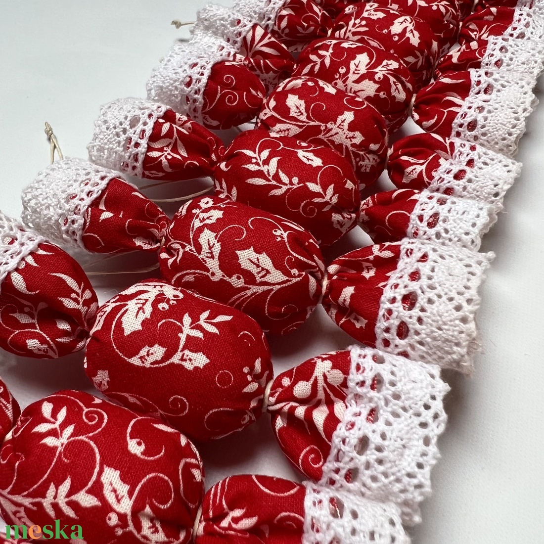 Textil szaloncukor /szett: 10 db/ - karácsony - karácsonyi lakásdekoráció - karácsonyfadíszek - Meska.hu