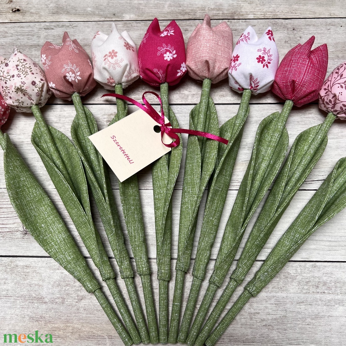 Anyák napi tulipán csokor /szett: 10 szál/ ingyen ajándékkártyával - otthon & életmód - dekoráció - virágdísz és tartó - csokor & virágdísz - Meska.hu