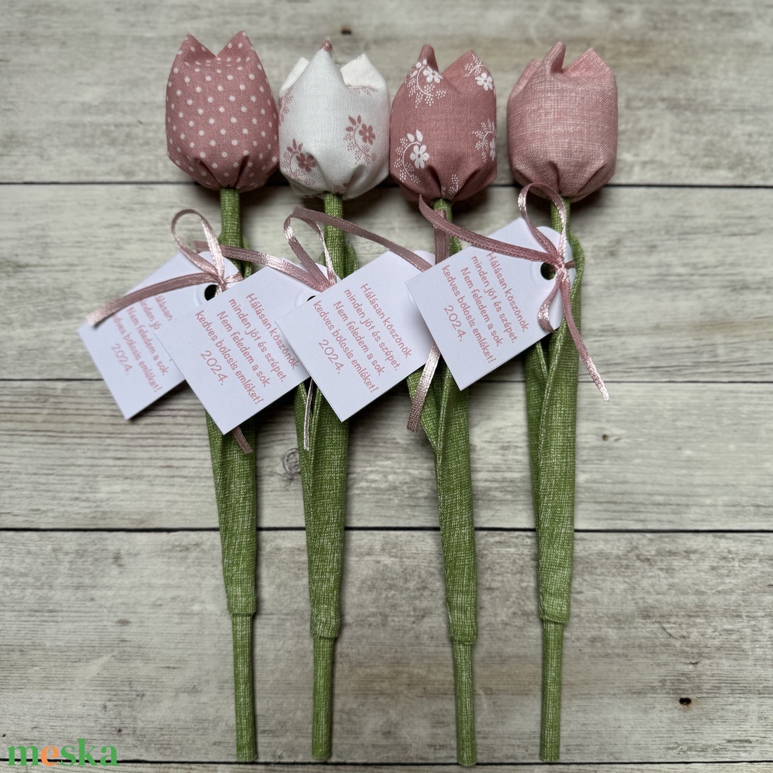 Textil tulipán bölcsis búcsúajándék  /szett: 4 db/ - otthon & életmód - dekoráció - Meska.hu