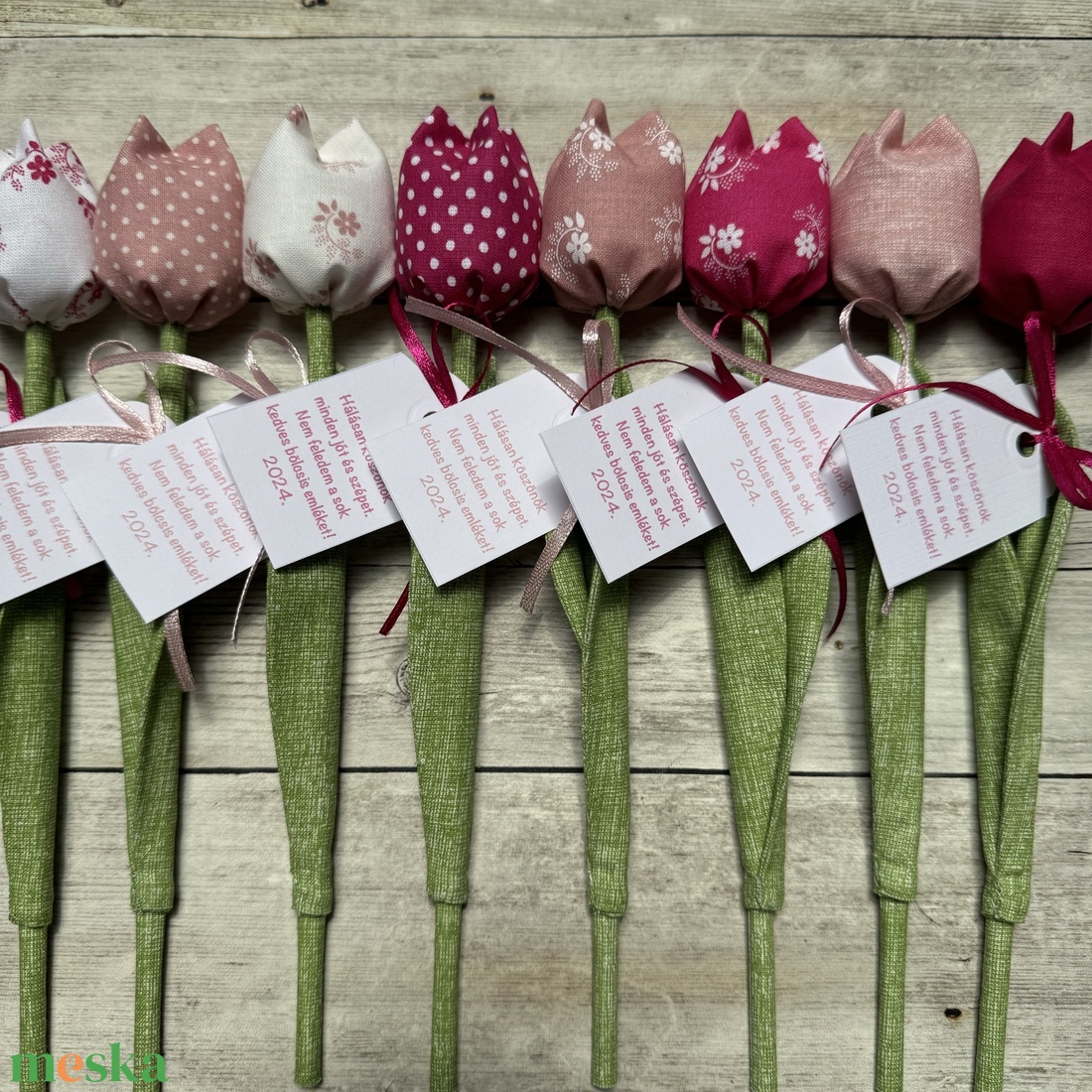 Textil tulipán bölcsis búcsúajándék  /szett: 8 db/ - otthon & életmód - dekoráció - Meska.hu