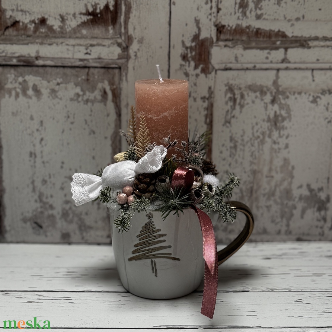 Karácsonyi dekoráció textil szaloncukorral - karácsony - adventi díszek - adventi asztaldísz - Meska.hu
