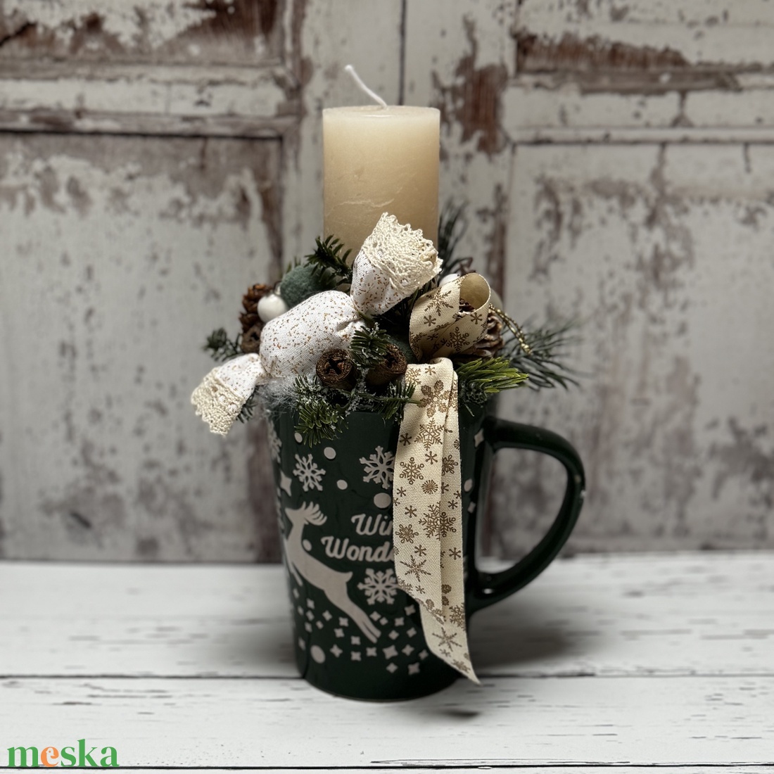 Karácsonyi dekoráció textil szaloncukorral - karácsony - adventi díszek - adventi asztaldísz - Meska.hu