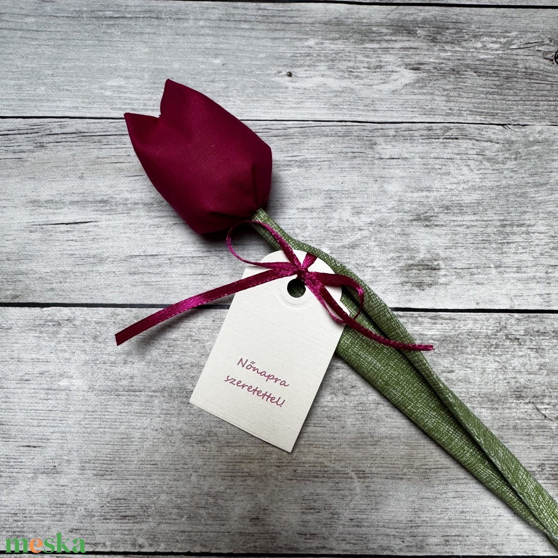 Nőnapi textil tulipán ingyen ajándékkísérővel - otthon & életmód - dekoráció - virágdísz és tartó - csokor & virágdísz - Meska.hu