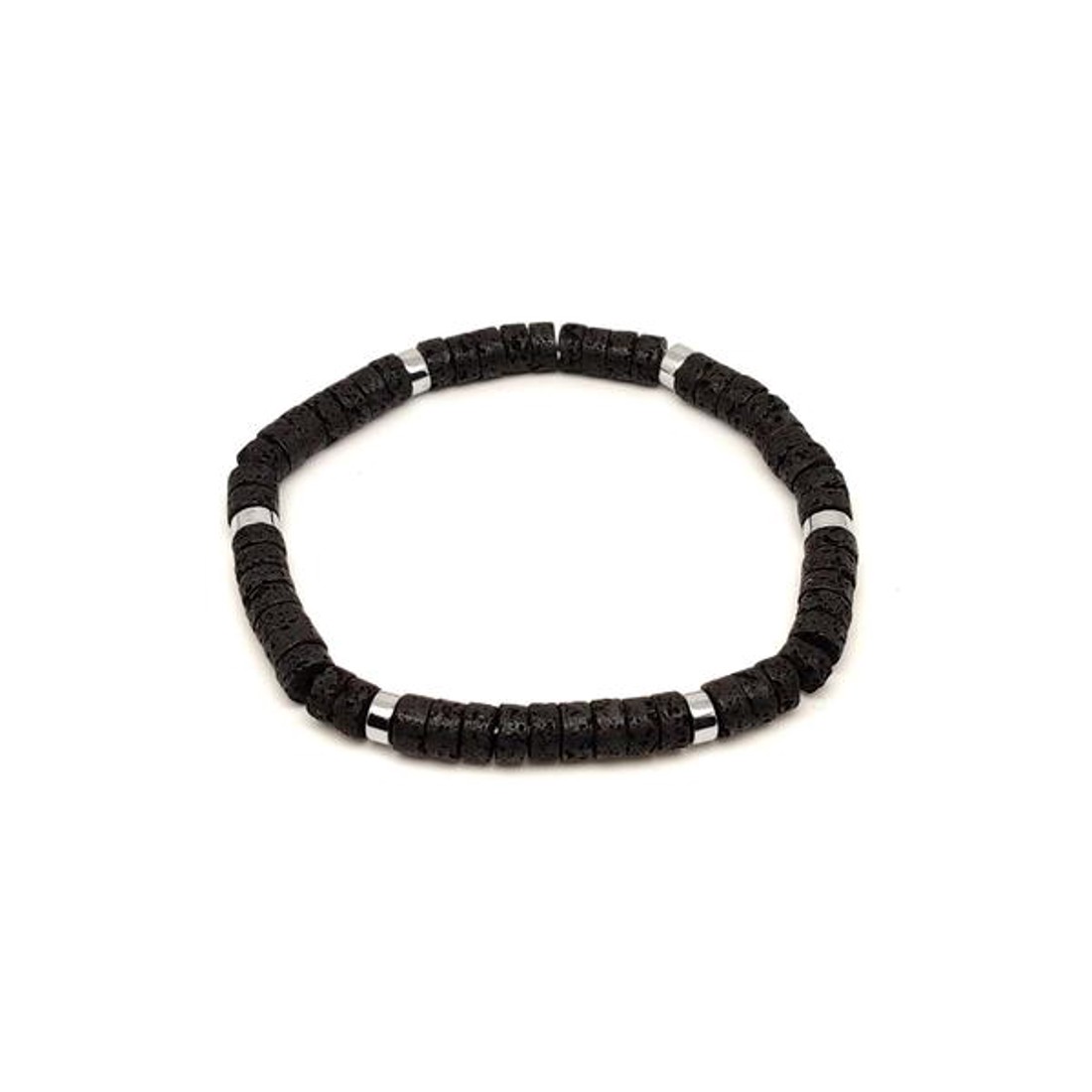 Bazalt ezüst köztes korong karkötő 6-7mm - ékszer - karkötő - ásványkarkötő - Meska.hu