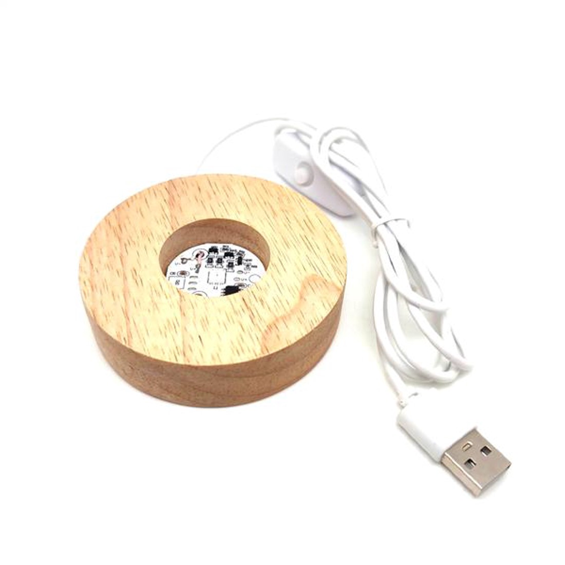 Lámpa fa talpas színváltós USB 8cm - kellékek & szerszámok - ásvány alapanyag - szelenit korong - Meska.hu