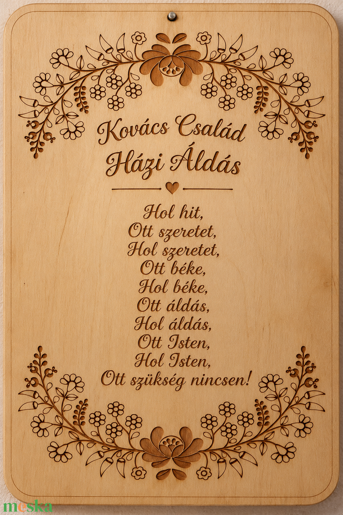 Fa Házi Áldás � Virágmintás falidísz - esküvő - emlék & ajándék - köszönőajándék - Meska.hu