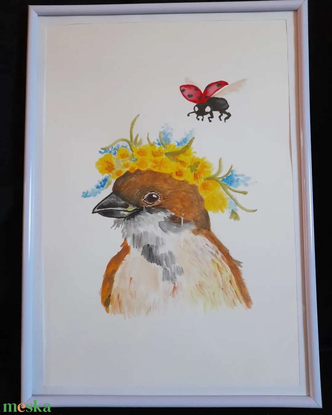 Veréb - akvarell festmény - vintage farmhouse boho style - művészet - festmény - akvarell - Meska.hu Veréb - akvarell festmény - vintage farmhouse boho style - művészet - festmény - akvarell - Meska.hu