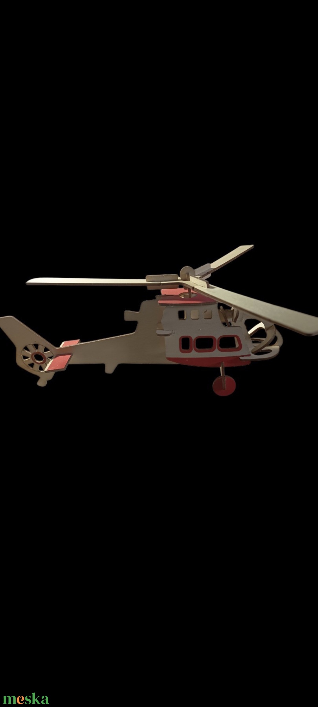 Fa helikopter modell  - művészet - makett, modell - Meska.hu