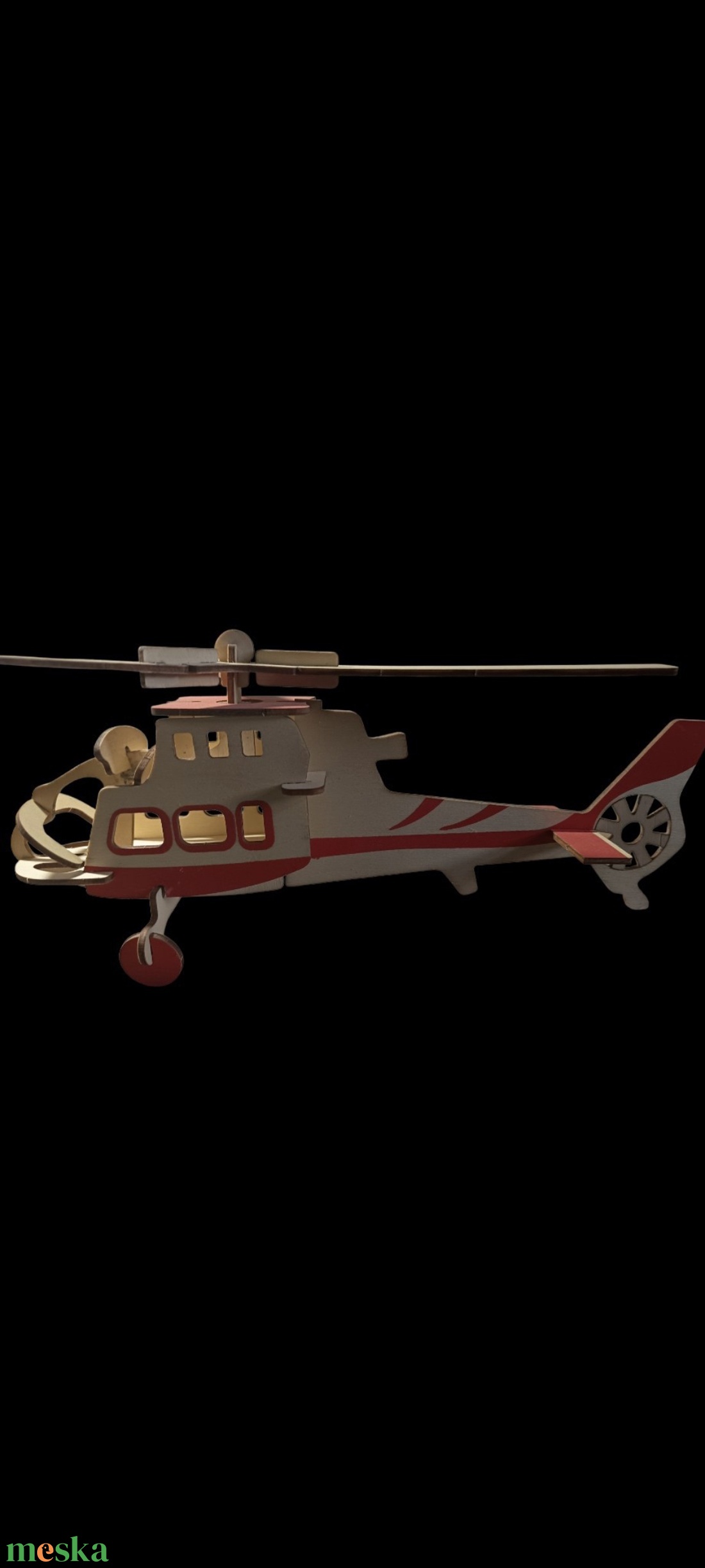 Fa helikopter modell  - művészet - makett, modell - Meska.hu
