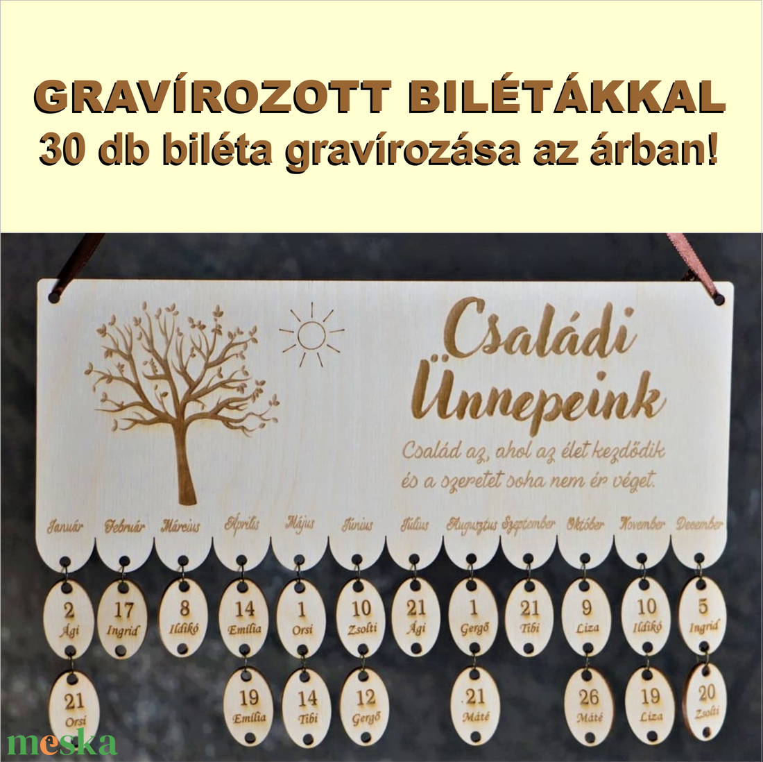 Családi ünnepeink - öröknaptár - LAPRA SZERELT - otthon & életmód - dekoráció - fali és függő dekoráció - falinaptár & öröknaptár - Meska.hu