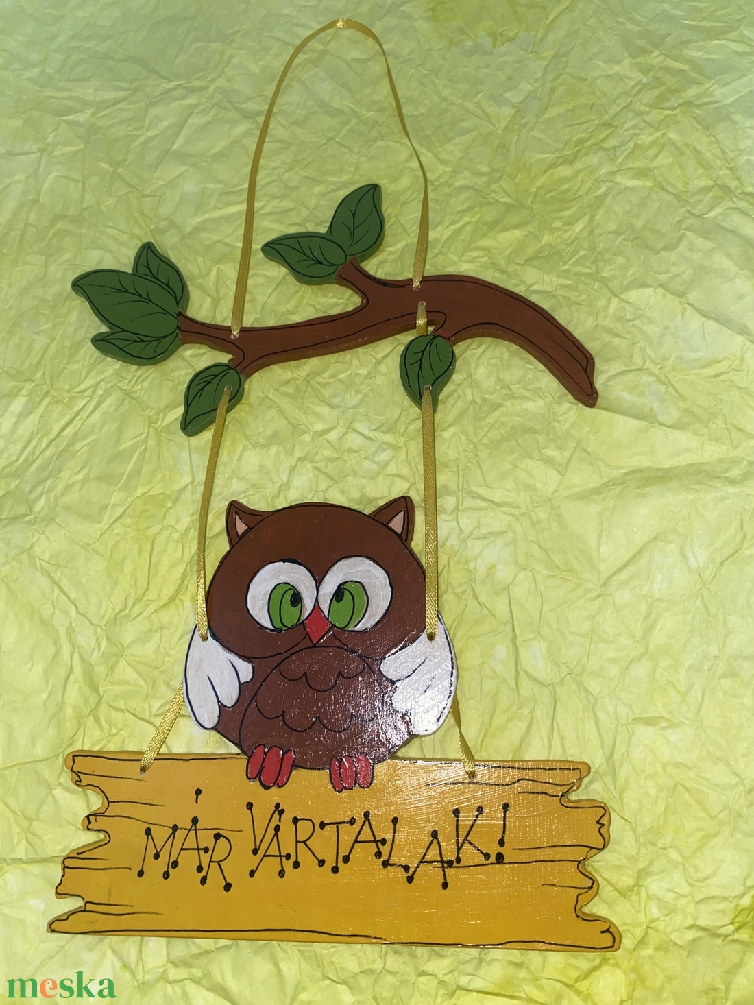 Baglyos tábla- k�zzel festett - otthon & életmód - dekoráció - ajtó- és ablak dekoráció - ajtótábla - Meska.hu