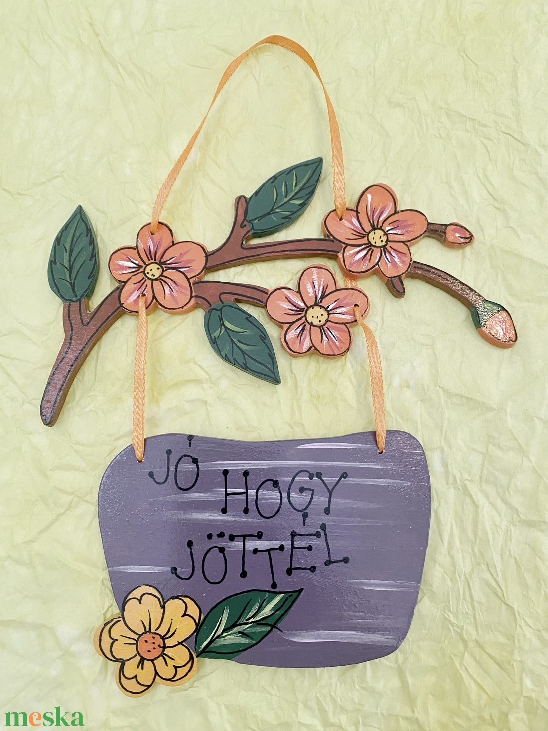 Virágos ajtótábla-kézzel festett - otthon & életmód - dekoráció - ajtó- és ablak dekoráció - ablakdísz - Meska.hu