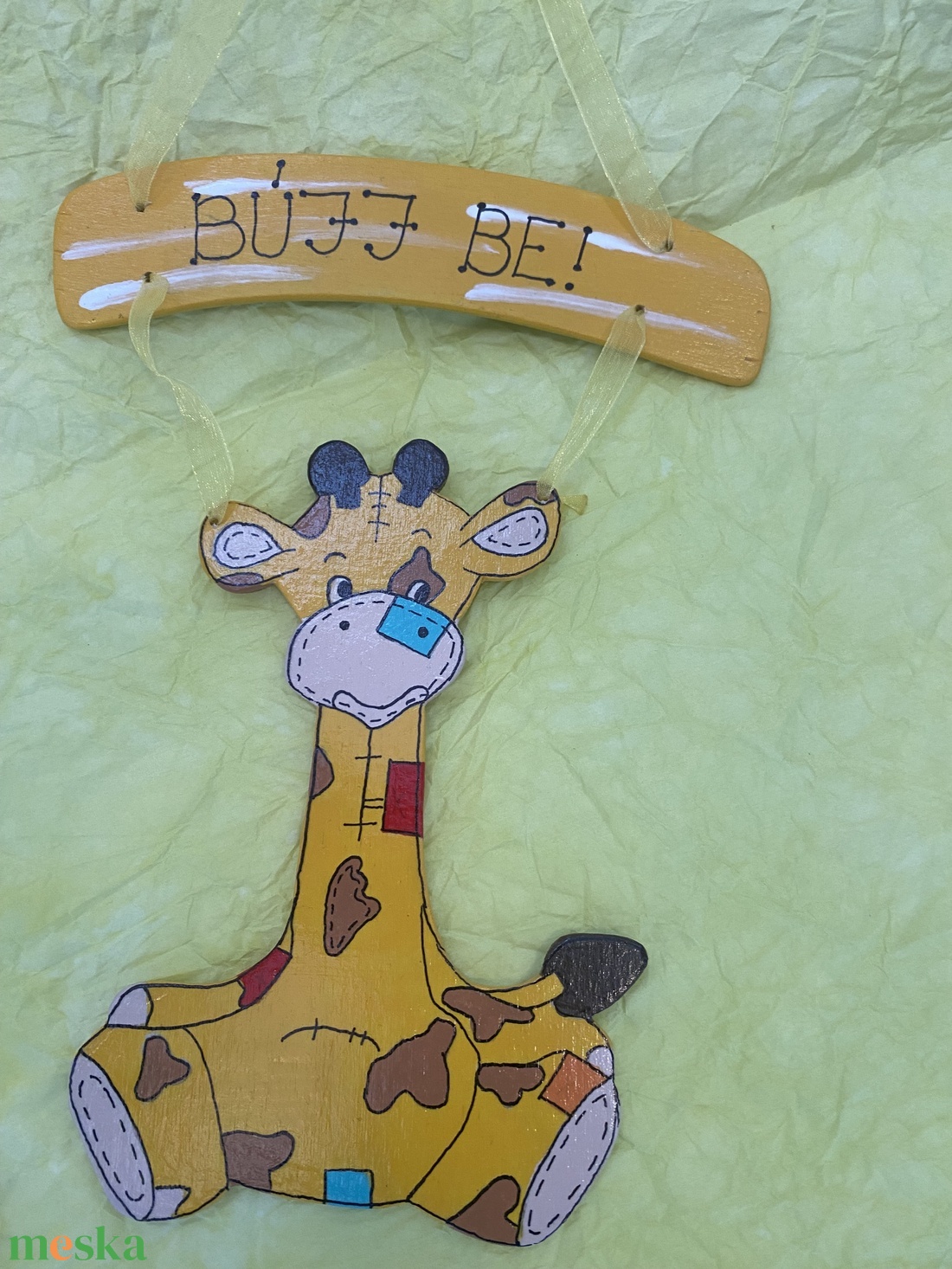 Zsiráfos gyerekszpba tábla - otthon & életmód - dekoráció - ajtó- és ablak dekoráció - ajtótábla - Meska.hu