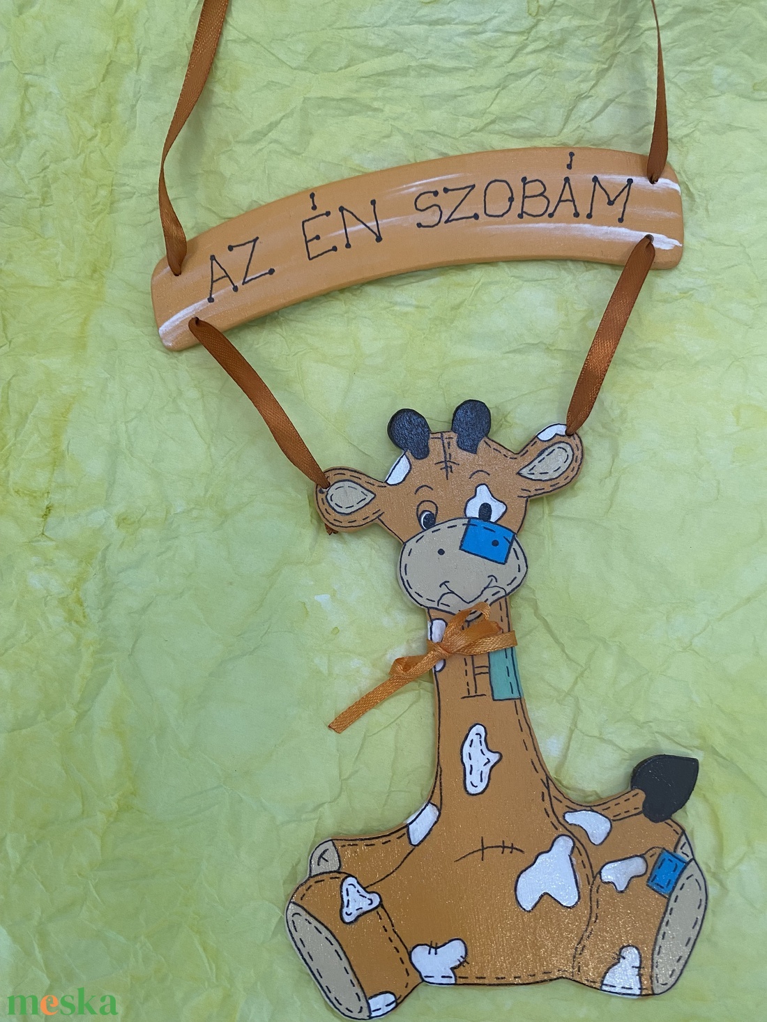 Zsiráfos gyerekszpba tábla - otthon & életmód - dekoráció - ajtó- és ablak dekoráció - ajtótábla - Meska.hu