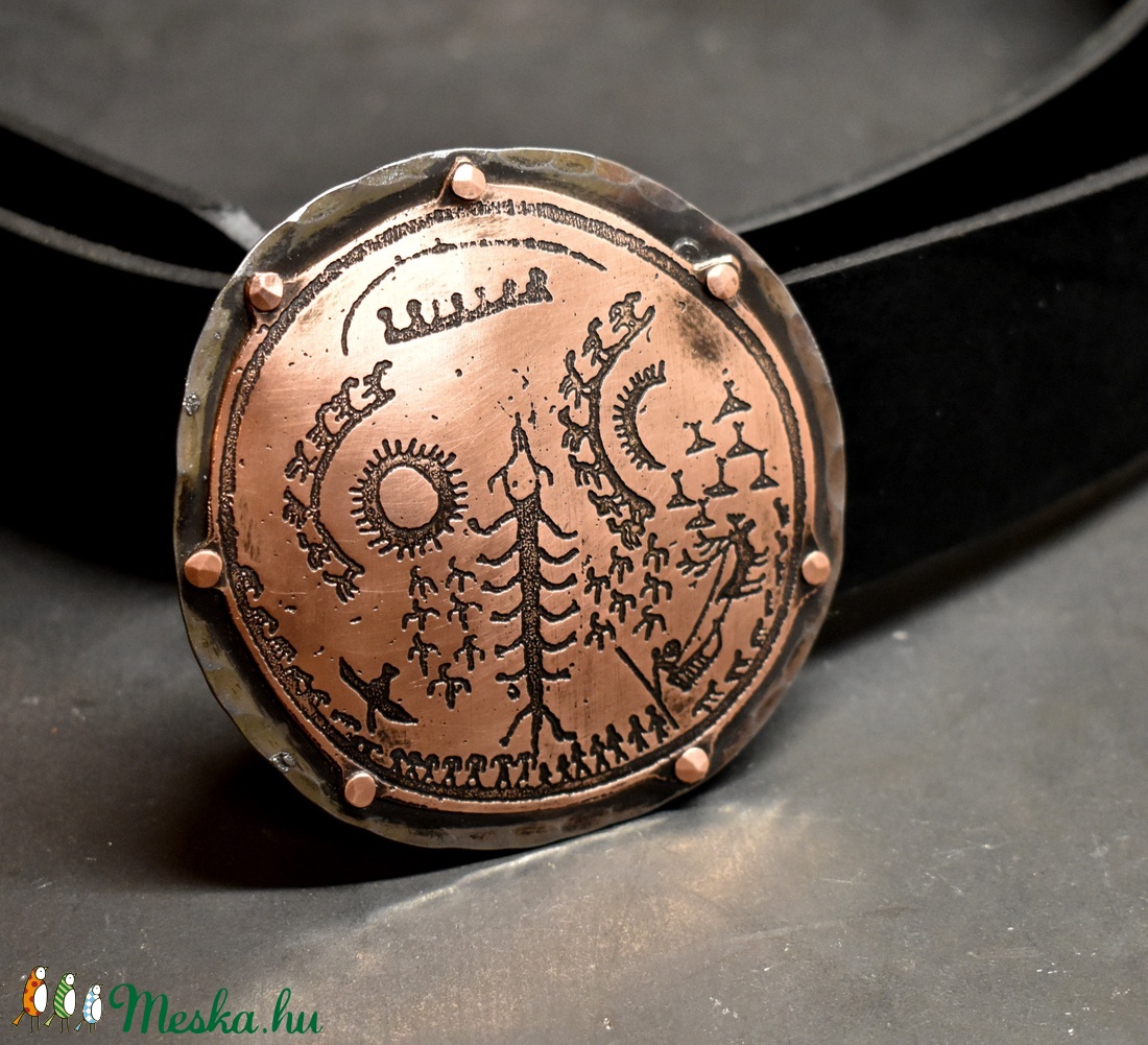 Bőr öv, övcsat, sámándob -  - Meska.hu