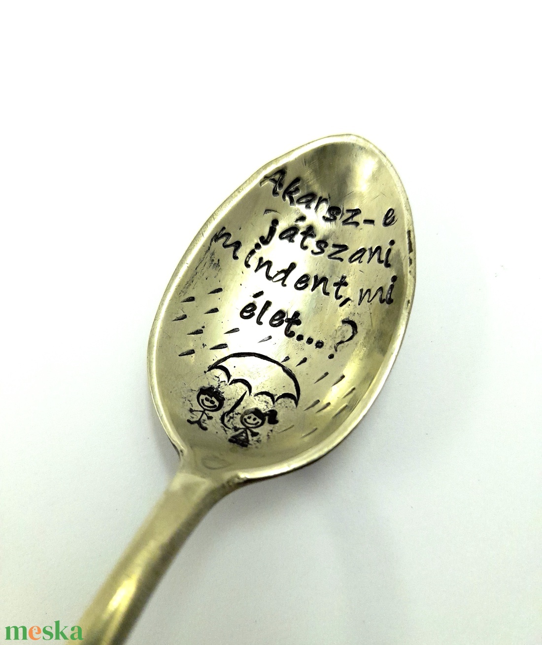 Akarsz-e játszani mindent, mi élet...? // Feliratos alpakka kiskanál  - esküvő - emlék & ajándék - nászajándék - Meska.hu