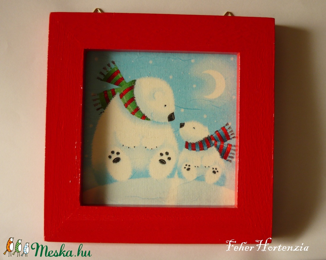 Jegesmedvék falikép piros keretben (16x16 cm) - otthon & lakás - dekoráció - kép & falikép - Meska.hu Jegesmedvék falikép piros keretben (16x16 cm) - otthon & lakás - dekoráció - kép & falikép - Meska.hu