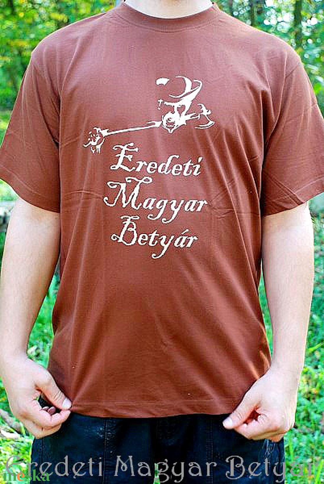 Eredeti Magyar Betyár férfipóló barna - ruha & divat - férfi ruha - póló - Meska.hu