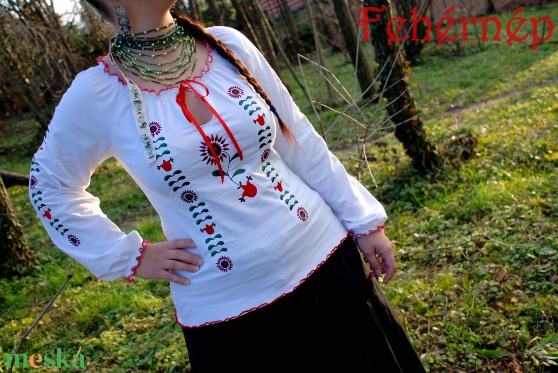 Csángó Fehérnép szalagos blúza - fehér HU - ruha & divat - női ruha - blúz - Meska.hu Csángó Fehérnép szalagos blúza - fehér HU - ruha & divat - női ruha - blúz - Meska.hu