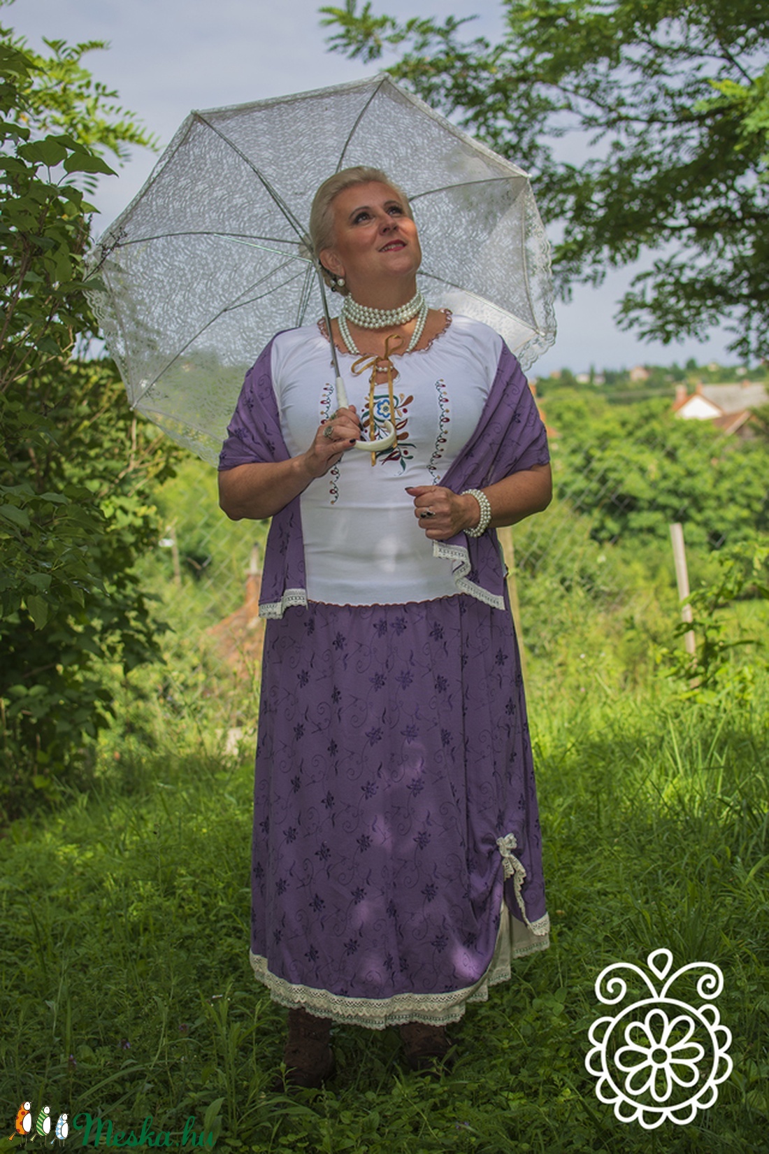 LINA szoknya ó-levendula/bézs - - Meska.hu LINA szoknya ó-levendula/bézs - - Meska.hu