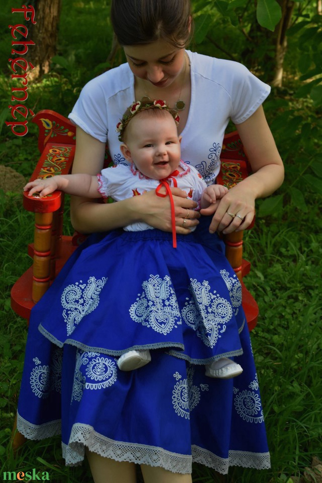 Leányka pörgős szoknya - királykék - ruha & divat - babaruha & gyerekruha - szoknya - Meska.hu