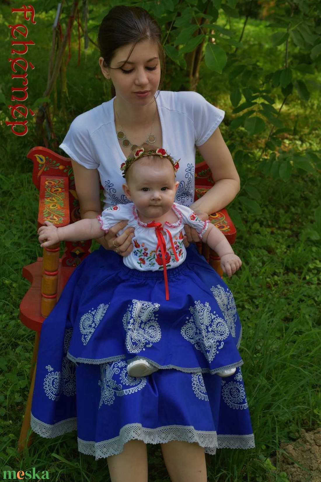 Leányka pörgős szoknya - királykék - ruha & divat - babaruha & gyerekruha - szoknya - Meska.hu