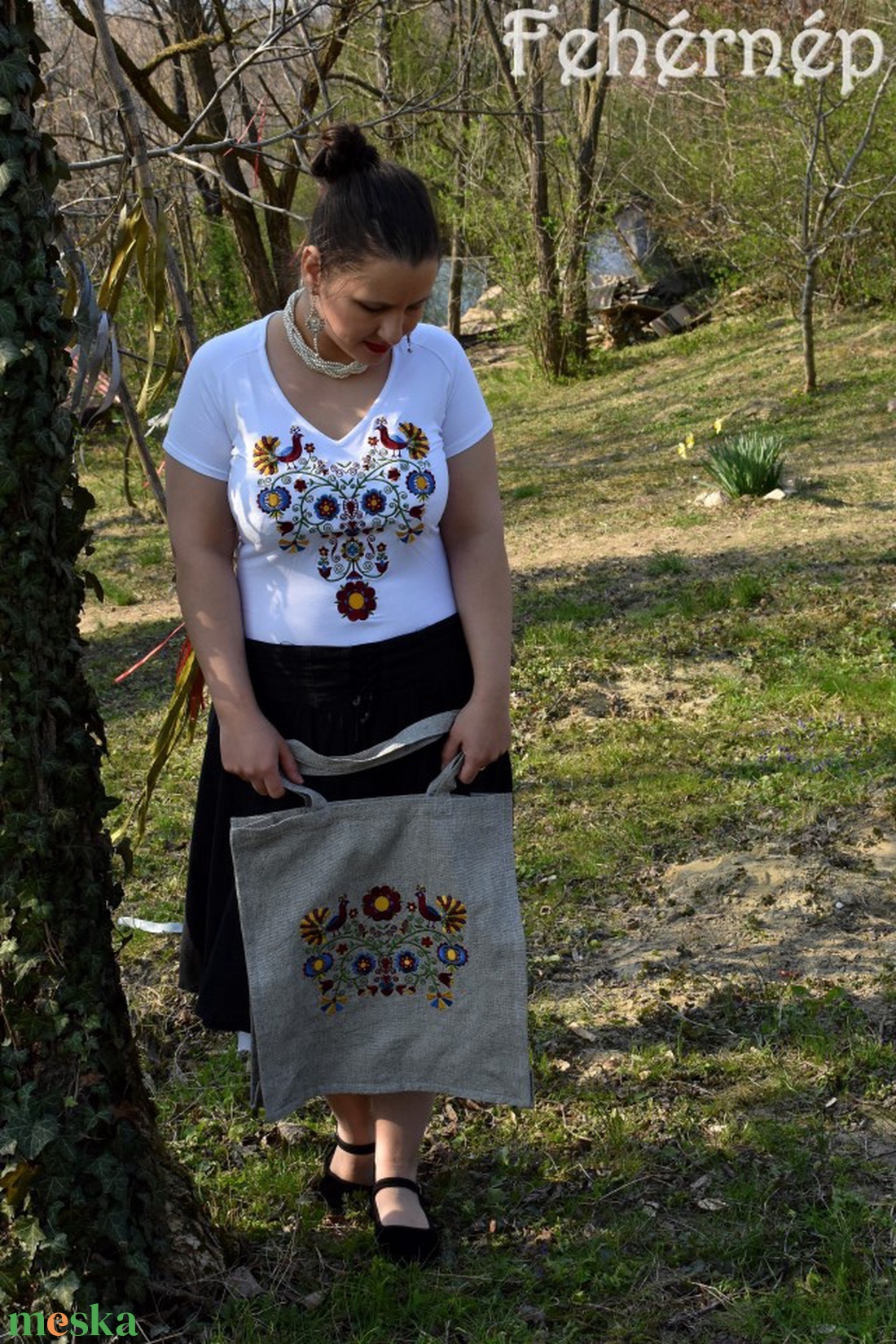 Fehérnép rábaközi cekkere (szürke) - táska & tok - bevásárlás & shopper táska - shopper, textiltáska, szatyor - Meska.hu Fehérnép rábaközi cekkere (szürke) - táska & tok - bevásárlás & shopper táska - shopper, textiltáska, szatyor - Meska.hu