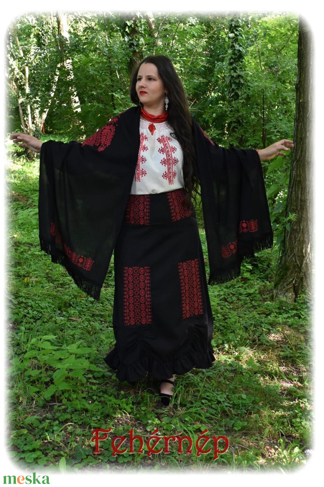 Borbolya szoknya  fekete - ruha & divat - női ruha - szoknya - Meska.hu