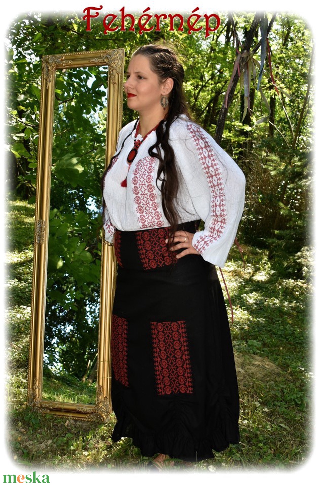 Borbolya gézblúz (fehér-bordó) - ruha & divat - női ruha - blúz - Meska.hu