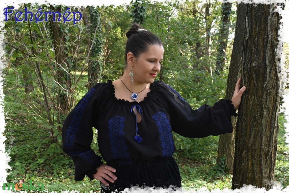 Borbolya gézblúz (fekete-kék) - ruha & divat - női ruha - blúz - Meska.hu Borbolya gézblúz (fekete-kék) - ruha & divat - női ruha - blúz - Meska.hu